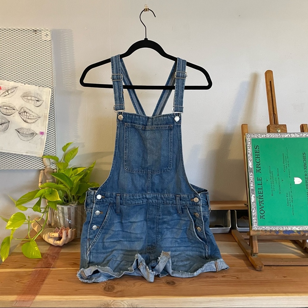 NWT Madewell Adirondack Short Overalls in Denville Wash Size Large